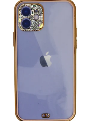 Newface iPhone 12 Kılıf Liva Taşlı Silikon - Pembe