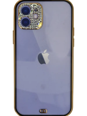 Newface iPhone 12 Kılıf Liva Taşlı Silikon - Siyah