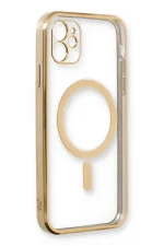 Newface iPhone 12 Kılıf Magneticsafe Lazer Silikon - Gold - Görsel 2