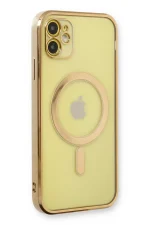 Newface iPhone 12 Kılıf Magneticsafe Lazer Silikon - Gold