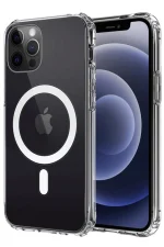 Newface iPhone 12 Kılıf Magneticsafe Şeffaf Silikon - Şeffaf