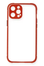 Newface iPhone 12 Kılıf Miami Şeffaf Silikon - Kırmızı - Görsel 2