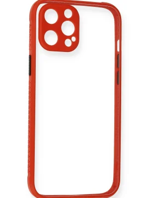 Newface iPhone 12 Kılıf Miami Şeffaf Silikon - Kırmızı