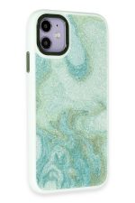 Newface iPhone 12 Kılıf Moda Simli Kapak - Yeşil - Görsel 2