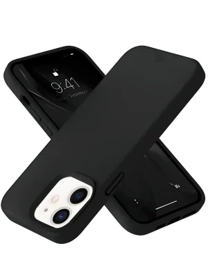 Newface iPhone 12 Kılıf Nano içi Kadife Silikon- Siyah