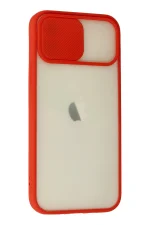 Newface iPhone 12 Kılıf Palm Buzlu Kamera Sürgülü Silikon - Kırmızı - Görsel 2
