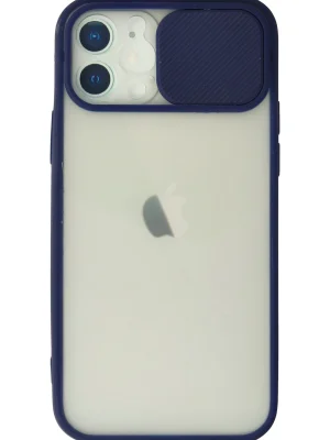 Newface iPhone 12 Kılıf Palm Buzlu Kamera Sürgülü Silikon - Lacivert