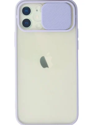 Newface iPhone 12 Kılıf Palm Buzlu Kamera Sürgülü Silikon - Lila