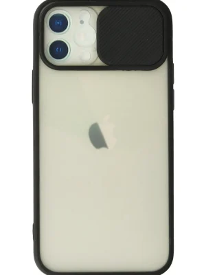 Newface iPhone 12 Kılıf Palm Buzlu Kamera Sürgülü Silikon - Siyah