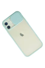 Newface iPhone 12 Kılıf Palm Buzlu Kamera Sürgülü Silikon - Turkuaz - Görsel 3