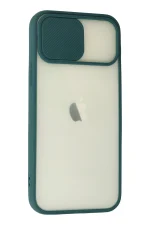 Newface iPhone 12 Kılıf Palm Buzlu Kamera Sürgülü Silikon - Yeşil - Görsel 2
