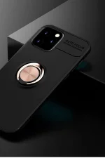 Newface iPhone 12 Kılıf Range Yüzüklü Silikon - Siyah-Gold - Görsel 2