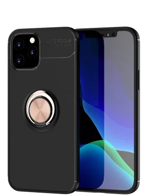 Newface iPhone 12 Kılıf Range Yüzüklü Silikon - Siyah-Gold