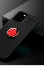 Newface iPhone 12 Kılıf Range Yüzüklü Silikon - Siyah-Kırmızı - Görsel 2