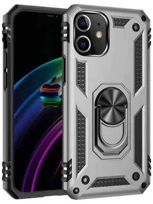 Newface iPhone 12 Kılıf Sofya Yüzüklü Silikon Kapak - Gümüş