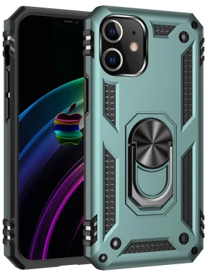 Newface iPhone 12 Kılıf Sofya Yüzüklü Silikon Kapak - Yeşil