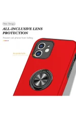 Newface iPhone 12 Mini Kılıf Elit Yüzüklü Kapak - Kırmızı - Görsel 4