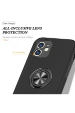 Newface iPhone 12 Mini Kılıf Elit Yüzüklü Kapak - Siyah - Görsel 4