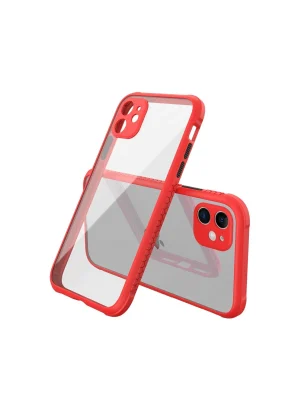 Newface iPhone 12 Mini Kılıf Miami Şeffaf Silikon - Kırmızı