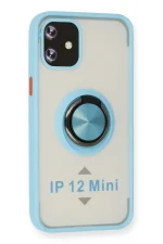 Newface iPhone 12 Mini Kılıf Montreal Yüzüklü Silikon Kapak - Buz Mavi - Görsel 2