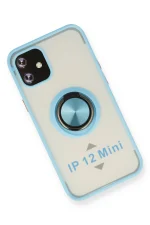 Newface iPhone 12 Mini Kılıf Montreal Yüzüklü Silikon Kapak - Buz Mavi - Görsel 3