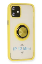 Newface iPhone 12 Mini Kılıf Montreal Yüzüklü Silikon Kapak - Sarı - Görsel 2