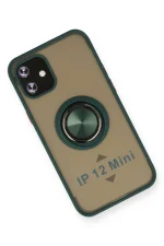 Newface iPhone 12 Mini Kılıf Montreal Yüzüklü Silikon Kapak - Yeşil - Görsel 3