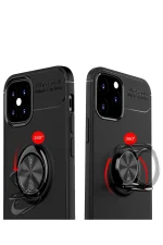 Newface iPhone 12 Mini Kılıf Range Yüzüklü Silikon - Siyah - Görsel 3