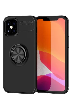 Newface iPhone 12 Mini Kılıf Range Yüzüklü Silikon - Siyah