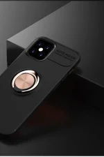 Newface iPhone 12 Mini Kılıf Range Yüzüklü Silikon - Siyah-Gold - Görsel 2