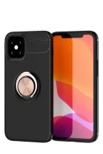 Newface iPhone 12 Mini Kılıf Range Yüzüklü Silikon - Siyah-Gold