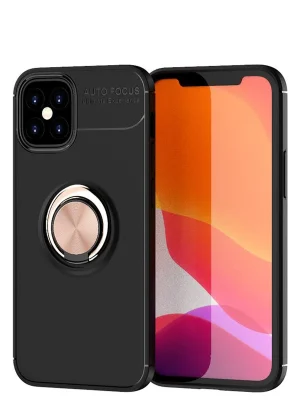 Newface iPhone 12 Mini Kılıf Range Yüzüklü Silikon - Siyah-Gold