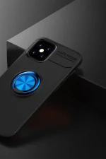 Newface iPhone 12 Mini Kılıf Range Yüzüklü Silikon - Siyah-Mavi - Görsel 2