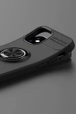 Newface iPhone 12 Mini Kılıf Range Yüzüklü Silikon - Siyah-Mavi - Görsel 5