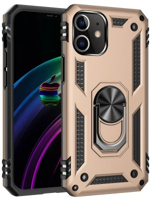 Newface iPhone 12 Mini Kılıf Sofya Yüzüklü Silikon Kapak - Gold