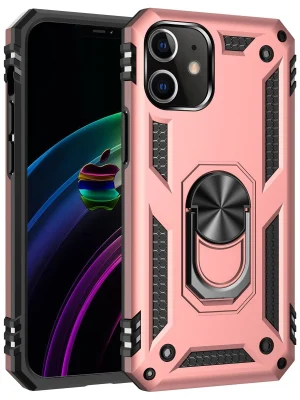 Newface iPhone 12 Mini Kılıf Sofya Yüzüklü Silikon Kapak - Rose