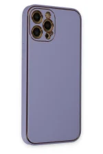 Newface iPhone 12 Pro Kılıf Coco Deri Silikon Kapak - Açık Lila - Görsel 2