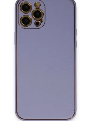 Newface iPhone 12 Pro Kılıf Coco Deri Silikon Kapak - Açık Lila