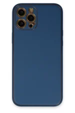 Newface iPhone 12 Pro Kılıf Coco Deri Silikon Kapak - Açık Mavi