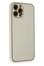 Newface iPhone 12 Pro Kılıf Coco Deri Silikon Kapak - Beyaz - Görsel 2