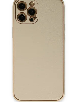 Newface iPhone 12 Pro Kılıf Coco Deri Silikon Kapak - Gold