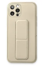 Newface iPhone 12 Pro Kılıf Coco Deri Standlı Kapak - Beyaz