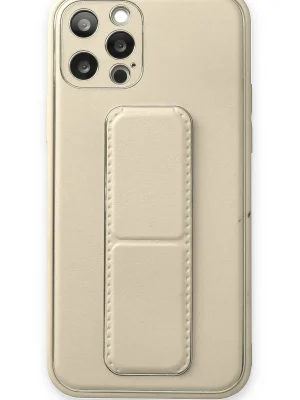 Newface iPhone 12 Pro Kılıf Coco Deri Standlı Kapak - Beyaz