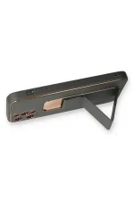 Newface iPhone 12 Pro Kılıf Coco Deri Standlı Kapak - Füme - Görsel 3