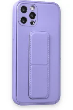 Newface iPhone 12 Pro Kılıf Coco Deri Standlı Kapak - Koyu Lila - Görsel 2