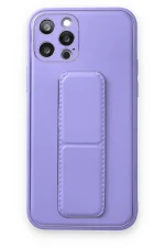 Newface iPhone 12 Pro Kılıf Coco Deri Standlı Kapak - Koyu Lila