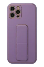 Newface iPhone 12 Pro Kılıf Coco Deri Standlı Kapak - Lila