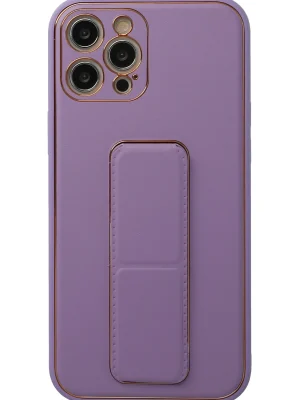 Newface iPhone 12 Pro Kılıf Coco Deri Standlı Kapak - Lila