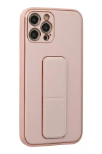Newface iPhone 12 Pro Kılıf Coco Deri Standlı Kapak - Pembe - Görsel 2