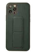 Newface iPhone 12 Pro Kılıf Coco Deri Standlı Kapak - Yeşil
